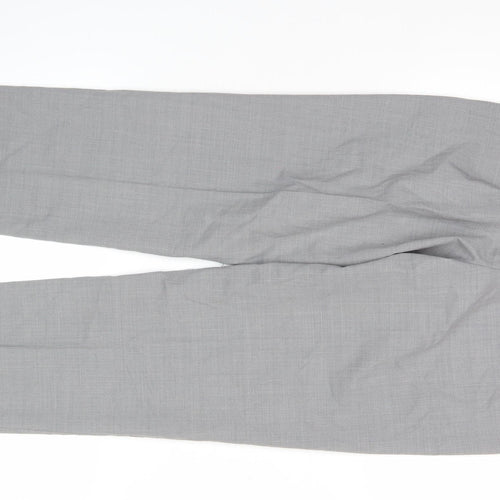 Marks and Spencer Men's Grey 30W 31L Regular Fit Wool Blend Dress Pants