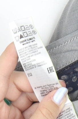 Marks and Spencer Men's Grey 30W 31L Regular Fit Wool Blend Dress Pants