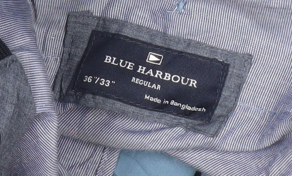 Blue Harbour Men’s Blue Chino Trousers 36W 33L Regular Fit Cotton