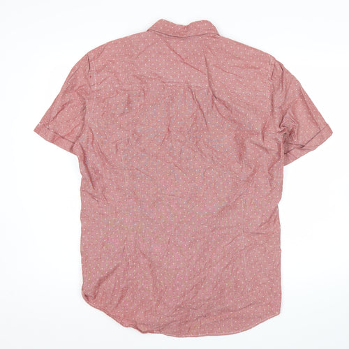 Next Men's Red Polka Dot Cotton Short Sleeve Button-Up Shirt L