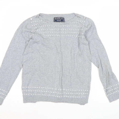 Maine New England Women’s Grey Size 12 Boat Neck Cotton Blend Jumper
