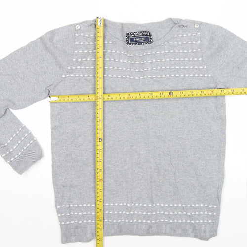 Maine New England Women’s Grey Size 12 Boat Neck Cotton Blend Jumper