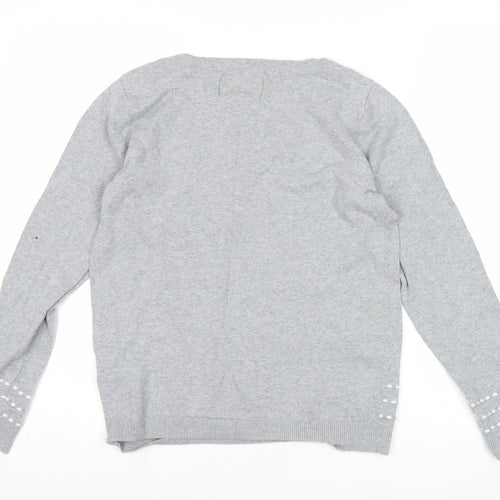 Maine New England Women’s Grey Size 12 Boat Neck Cotton Blend Jumper