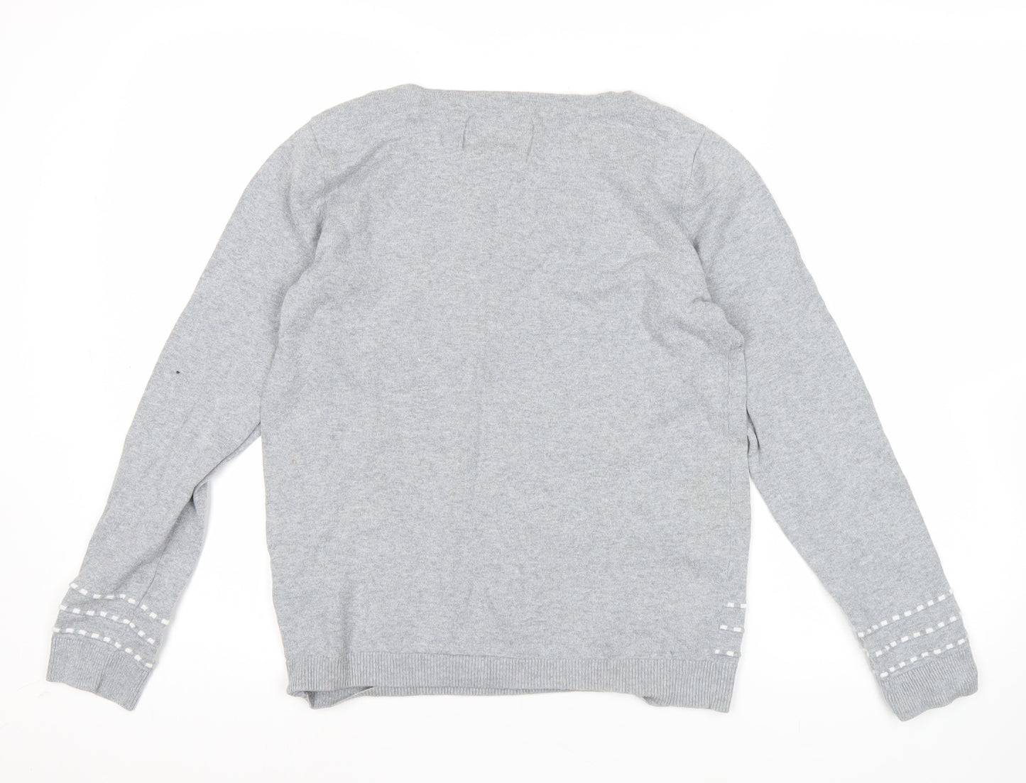 Maine New England Women’s Grey Size 12 Boat Neck Cotton Blend Jumper