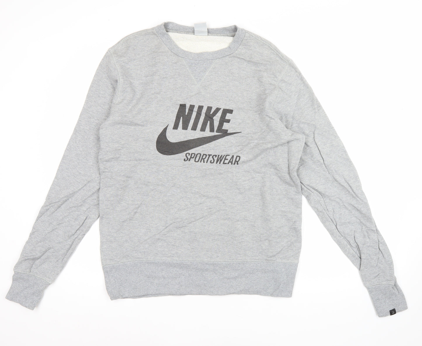 Nike Men’s Grey Sportswear Sweatshirt L Crew Neck Logo Cotton Pullover