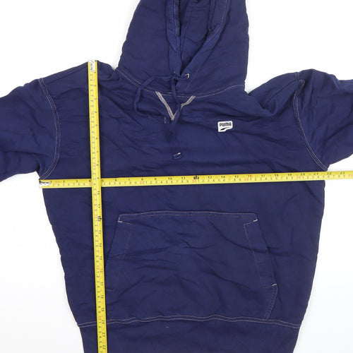 Puma Men’s Blue Pullover Hoodie Regular Fit S Logo Cotton Blend