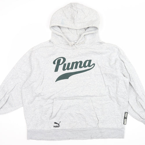 Puma Men’s Grey Pullover Hoodie S Logo Fleece Sportswear