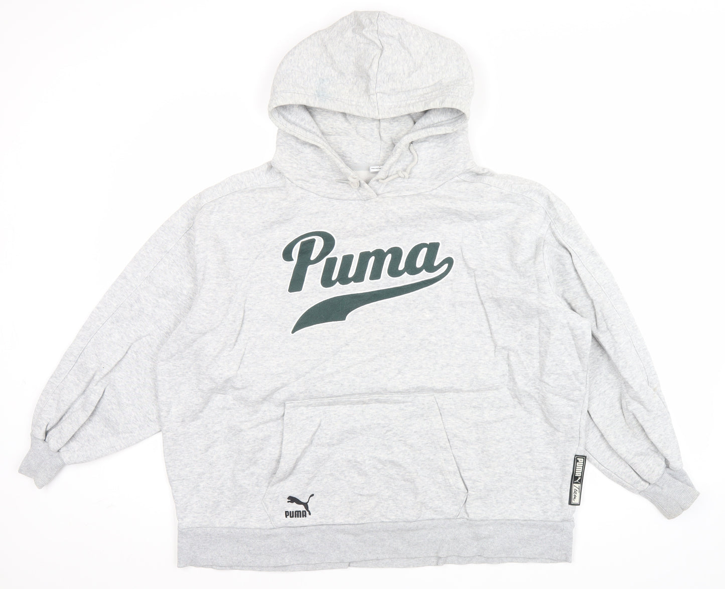Puma Men’s Grey Pullover Hoodie S Logo Fleece Sportswear