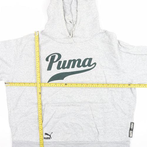 Puma Men’s Grey Pullover Hoodie S Logo Fleece Sportswear