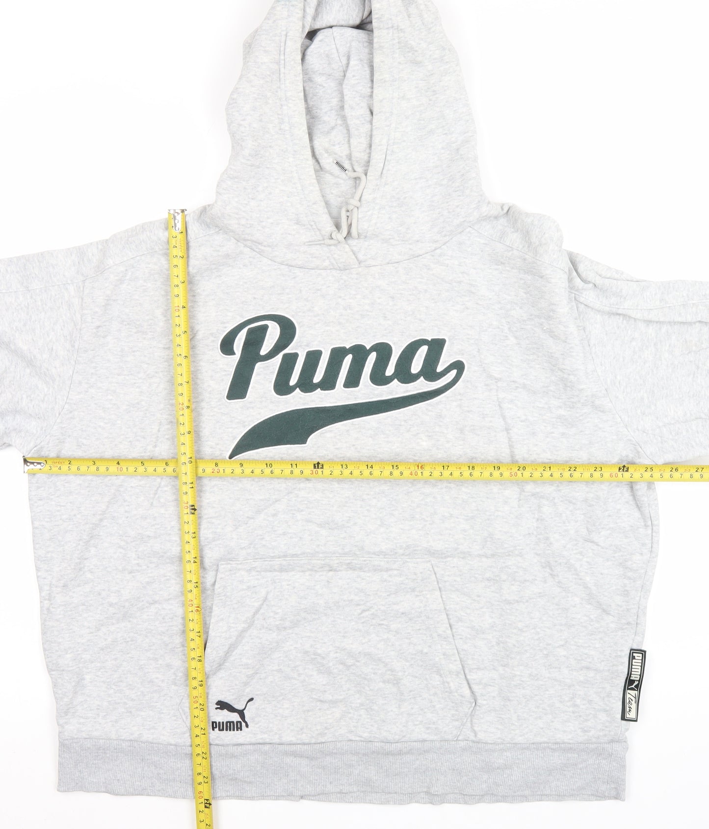 Puma Men’s Grey Pullover Hoodie S Logo Fleece Sportswear