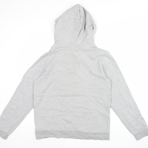 Puma Men's Grey Pullover Hoodie S Logo Fleece Kangaroo Pocket