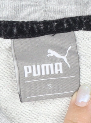 Puma Men's Grey Pullover Hoodie S Logo Fleece Kangaroo Pocket