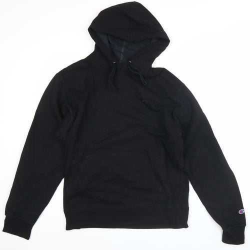 Champion Men’s Black Pullover Hoodie M Regular Fit Fleece Logo