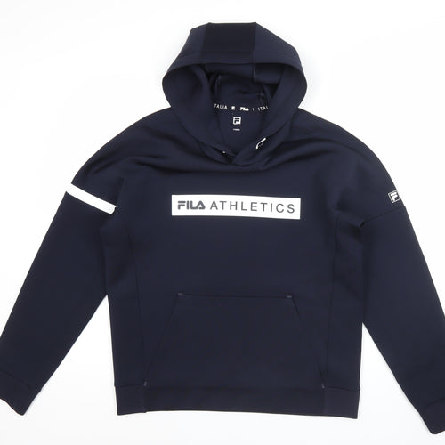 FILA Men's Blue Pullover Hoodie M Regular Fit Athletic Logo Sportswear
