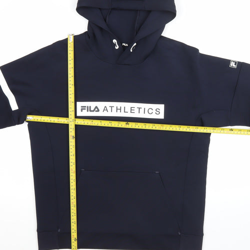 FILA Men's Blue Pullover Hoodie M Regular Fit Athletic Logo Sportswear