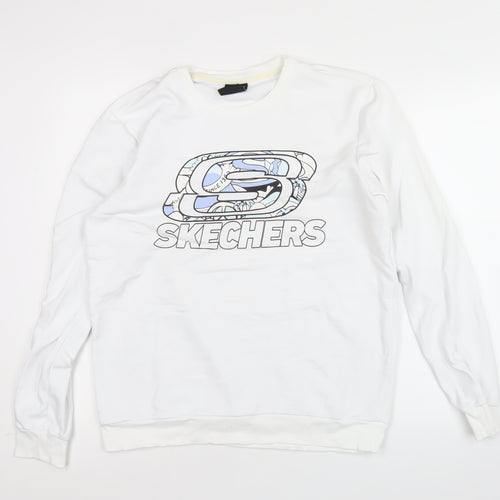 Skechers Men’s White XS Pullover Sweatshirt Logo Graphic Lightweight