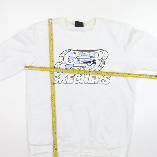 Skechers Men’s White XS Pullover Sweatshirt Logo Graphic Lightweight