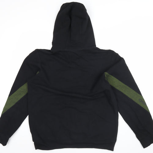 FILA Men's Black M Regular Fit 1/2 Zip Hoodie with Logo & Pockets