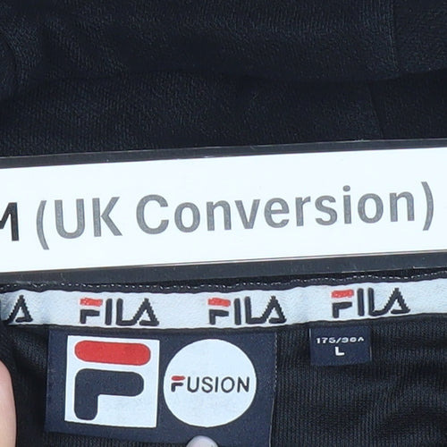 FILA Men's Black M Regular Fit 1/2 Zip Hoodie with Logo & Pockets