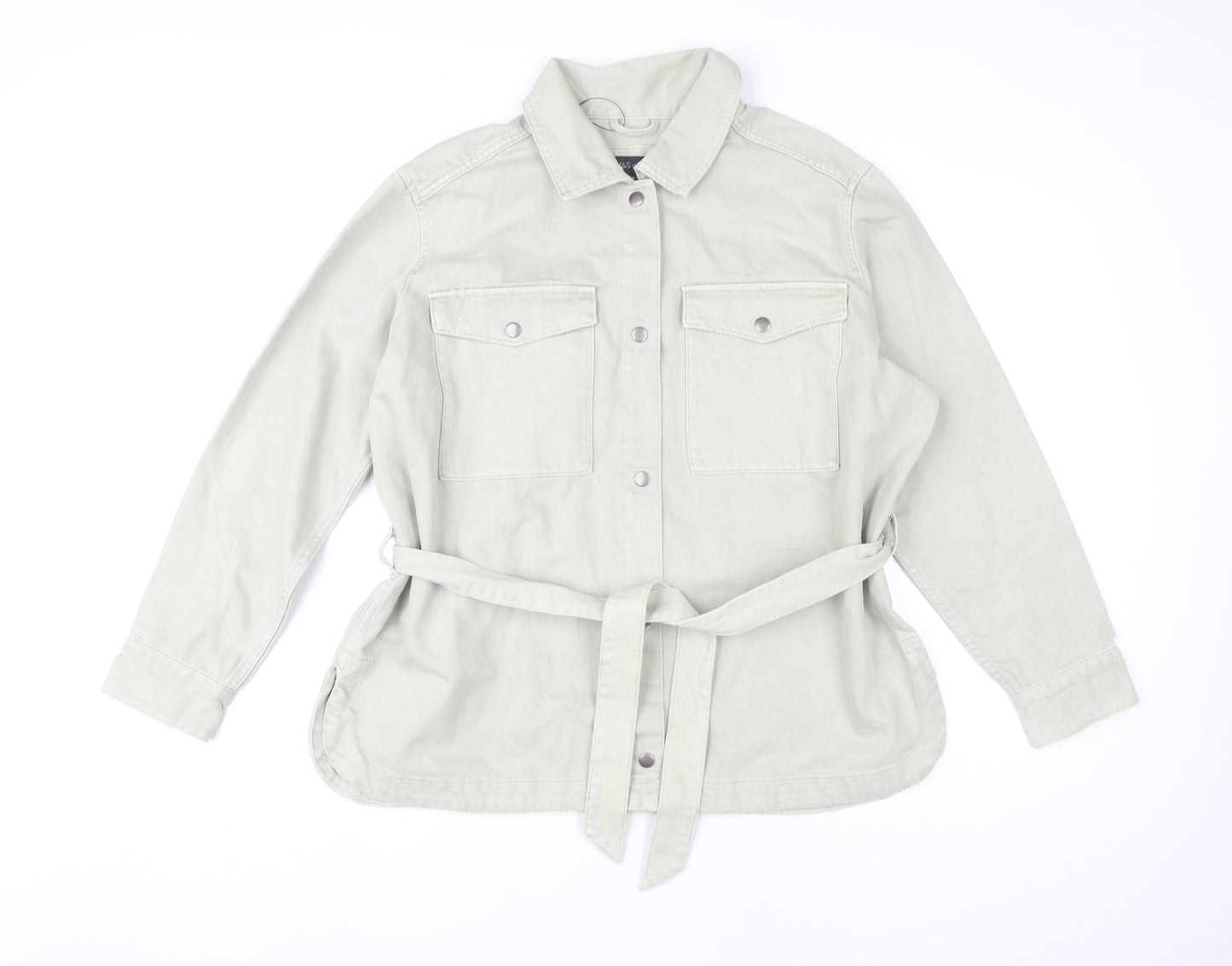 Marks and Spencer Women’s Green Cotton Belted Jacket Size 16