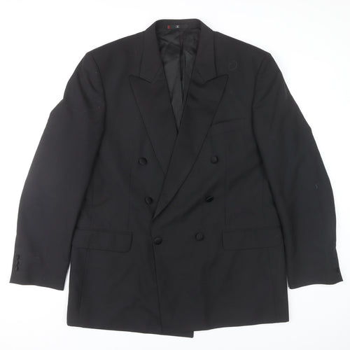 Ciro Citterio Men's Black 44L Wool Blend Double-Breasted Blazer