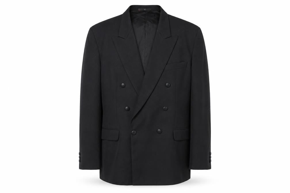 Front view of Ciro Citterio Men's Black 44L Wool Blend Double-Breasted Blazer