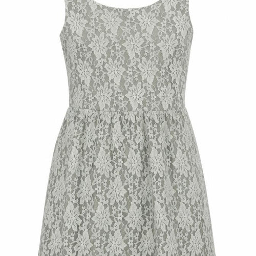 Benetton Women’s Grey Lace Knee Length A-Line Dress M Sleeveless