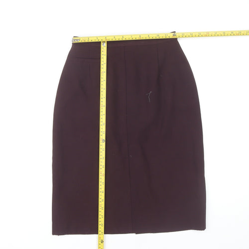 Marks and Spencer Women Purple Wool Pencil Skirt Size 8 Vintage