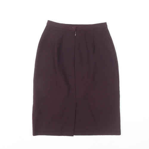 Marks and Spencer Women Purple Wool Pencil Skirt Size 8 Vintage