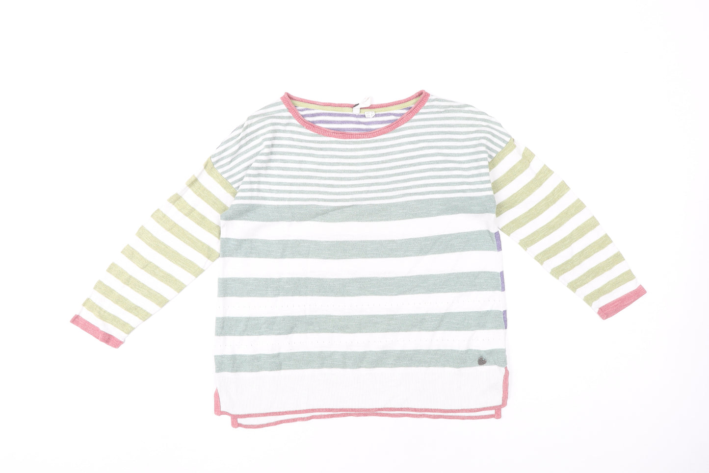 White Stuff Women's Multicoloured Striped Boat Neck Jumper Size 10