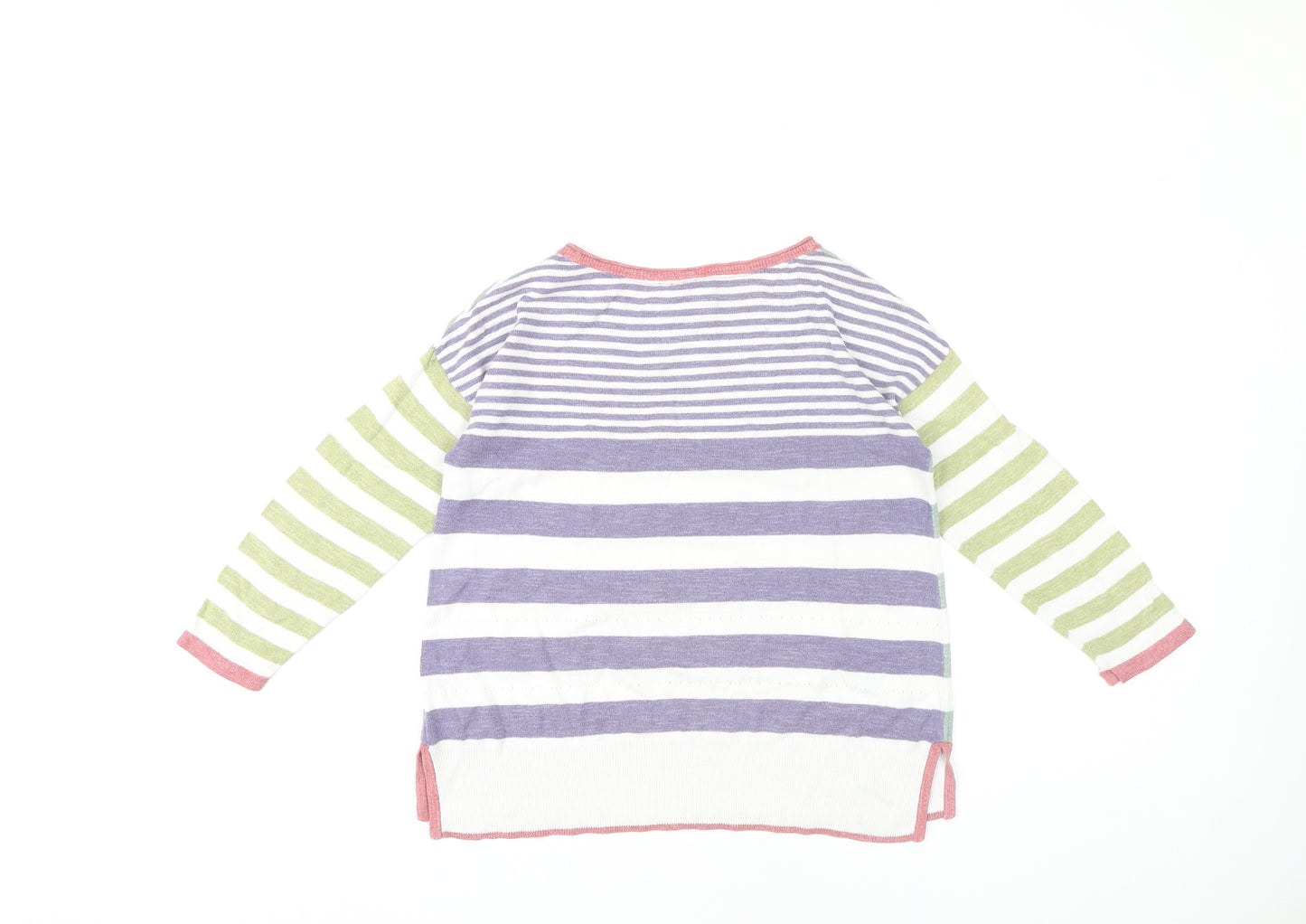 White Stuff Women's Multicoloured Striped Boat Neck Jumper Size 10