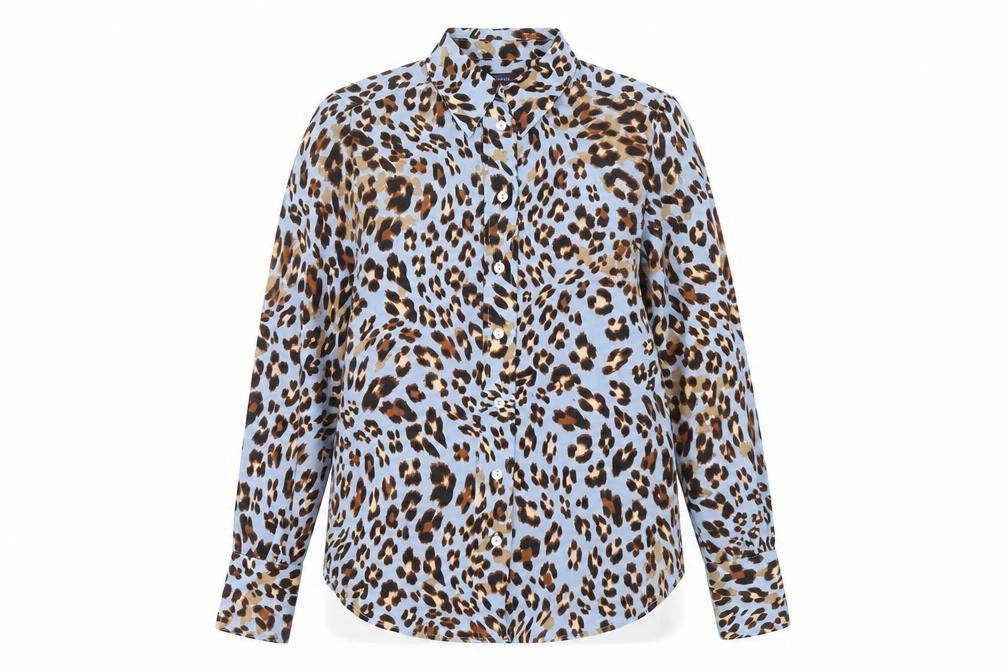 Front view of Marks & Spencer Women’s Multicoloured Leopard Print Button-Up Shirt, size UK 6