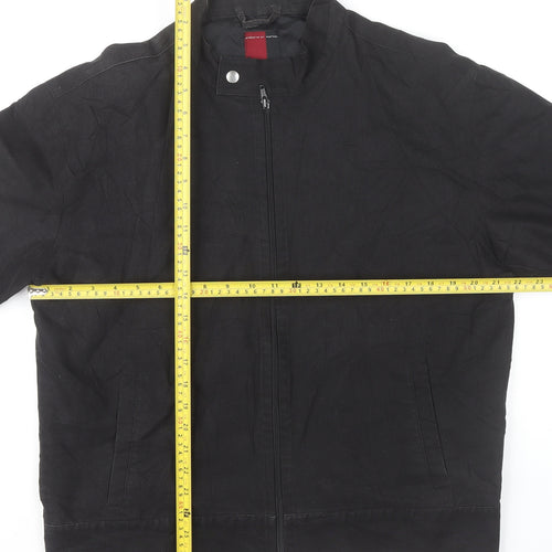 st-martins Men's Black XL Basic Jacket Linen Cotton Stand-Up Collar