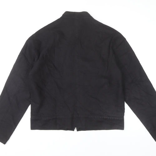 st-martins Men's Black XL Basic Jacket Linen Cotton Stand-Up Collar