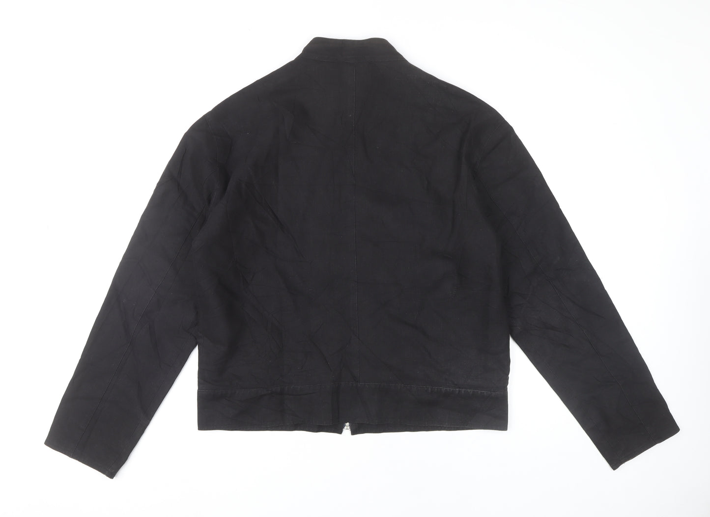 st-martins Men's Black XL Basic Jacket Linen Cotton Stand-Up Collar
