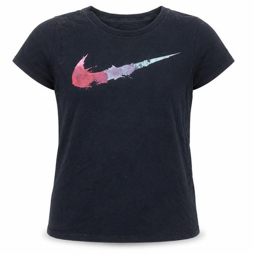 Nike Girls Black Graphic Logo T-Shirt Size 8 Years Short Sleeve Sports