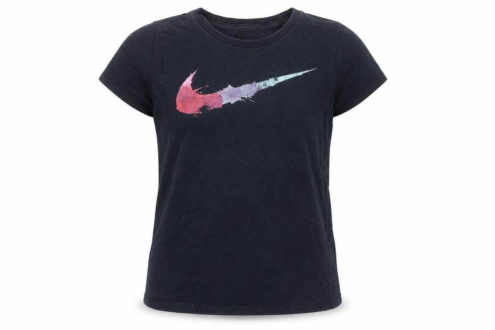 Nike Girls Black Graphic Logo T-Shirt Size 8 Years Short Sleeve Sports