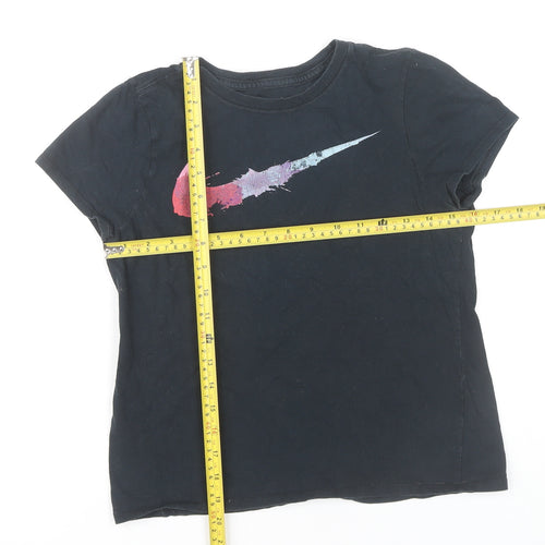 Nike Girls Black Graphic Logo T-Shirt Size 8 Years Short Sleeve Sports