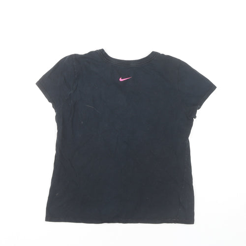 Nike Girls Black Graphic Logo T-Shirt Size 8 Years Short Sleeve Sports