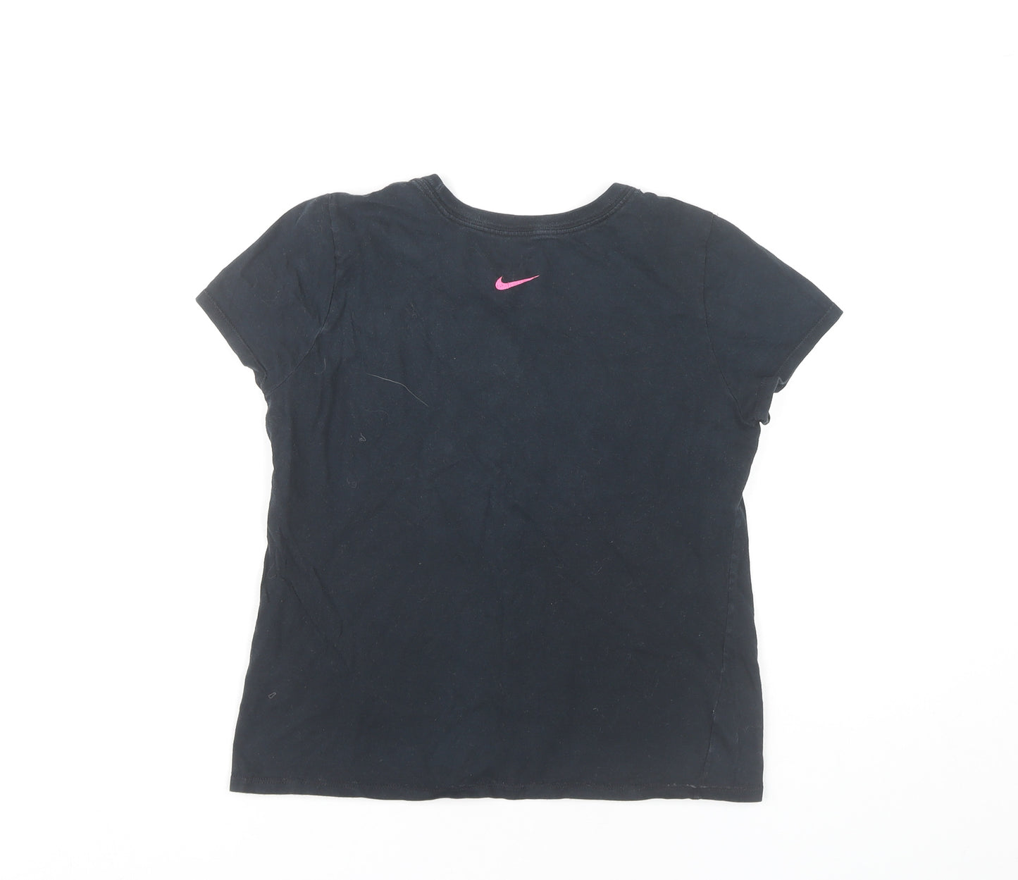 Nike Girls Black Graphic Logo T-Shirt Size 8 Years Short Sleeve Sports