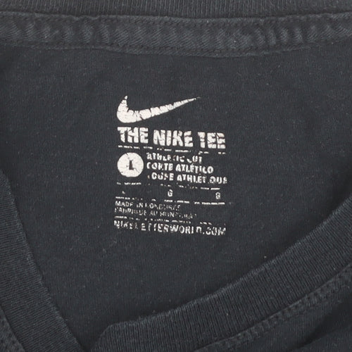 Nike Girls Black Graphic Logo T-Shirt Size 8 Years Short Sleeve Sports