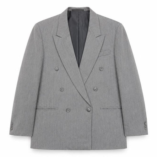 Flex Men's Grey 40R Double-Breasted Peak Lapel Blazer