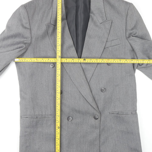 Flex Men's Grey 40R Double-Breasted Peak Lapel Blazer