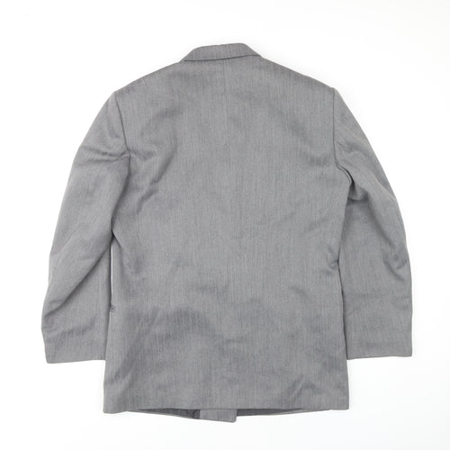 Flex Men's Grey 40R Double-Breasted Peak Lapel Blazer