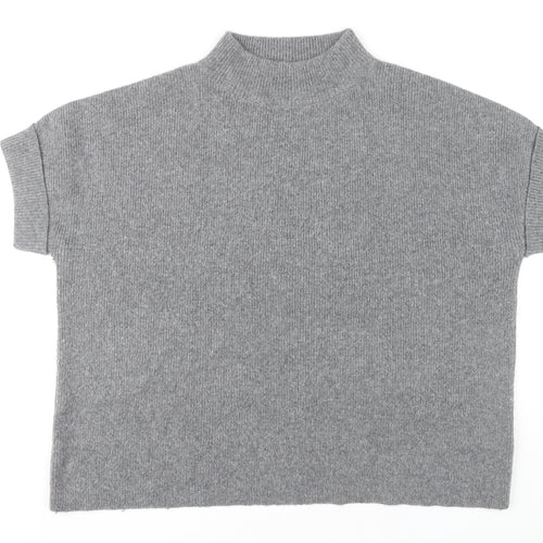 White Stuff Women's Grey Mock Neck Short Sleeve Pullover Jumper M