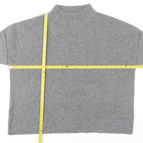 White Stuff Women's Grey Mock Neck Short Sleeve Pullover Jumper M