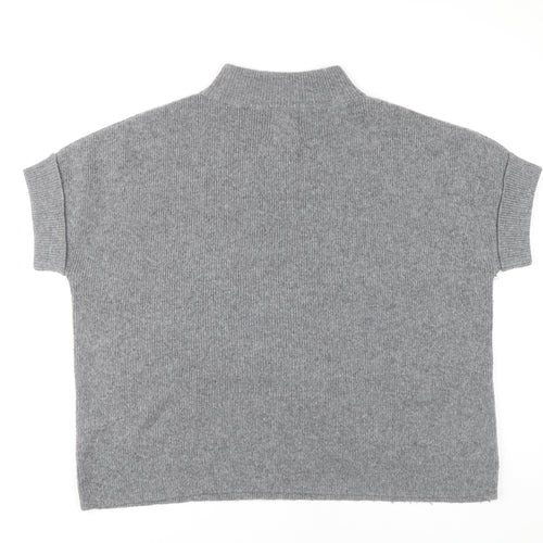 White Stuff Women's Grey Mock Neck Short Sleeve Pullover Jumper M