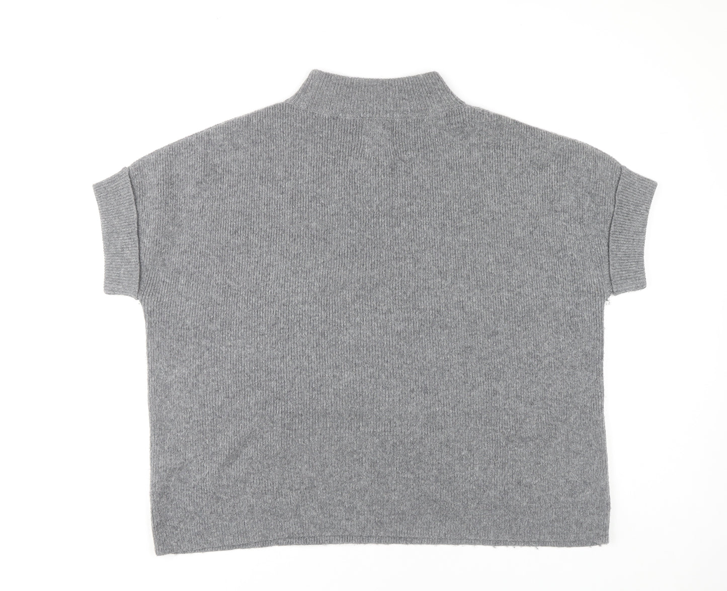 White Stuff Women's Grey Mock Neck Short Sleeve Pullover Jumper M