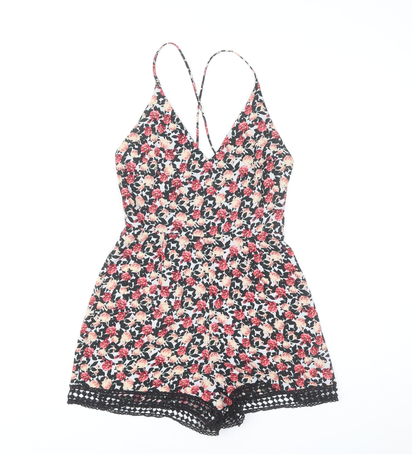 ASOS Women’s Multicoloured Floral Lace Trim Size 8 Summer Playsuit