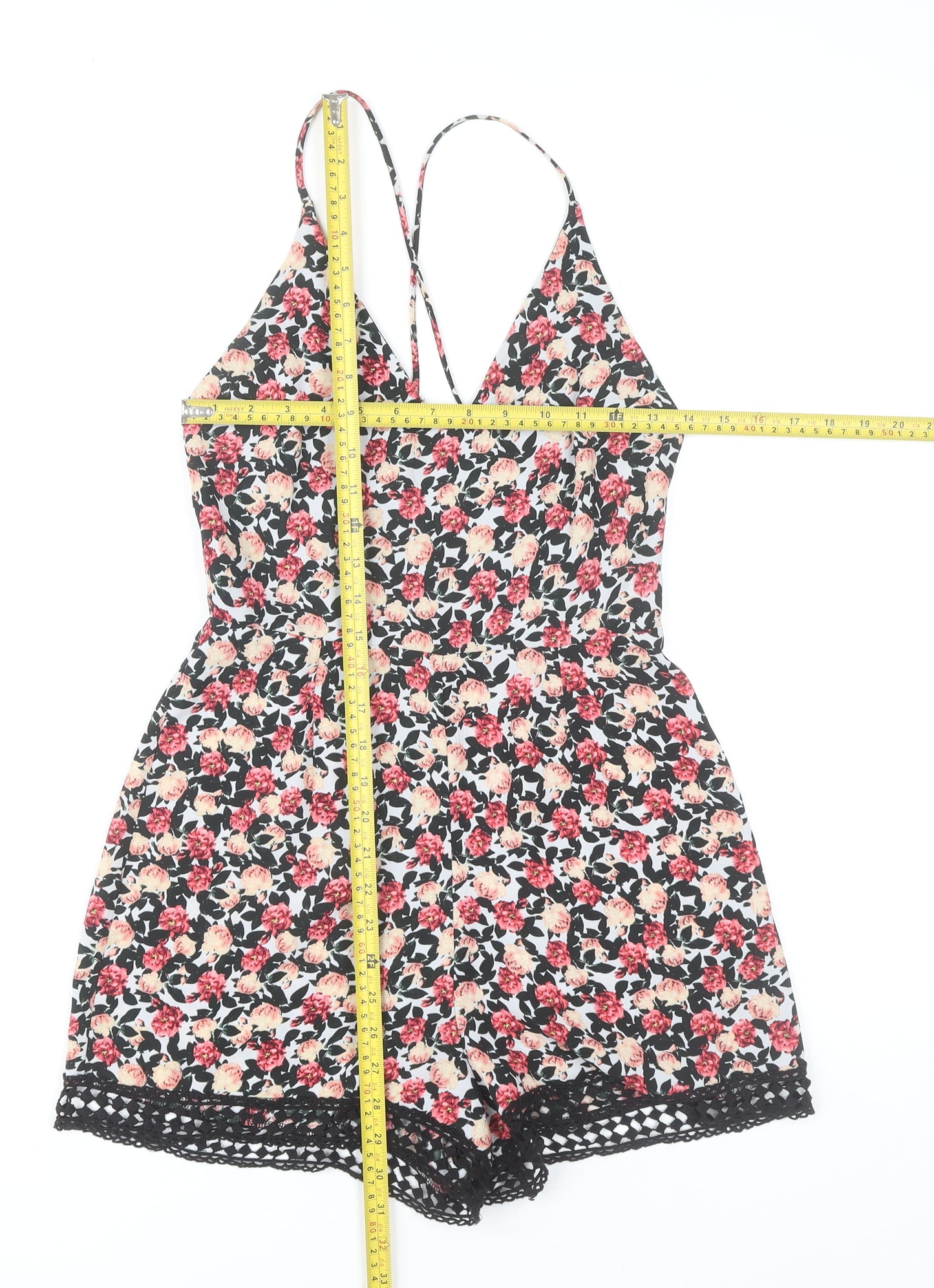 ASOS Women’s Multicoloured Floral Lace Trim Size 8 Summer Playsuit